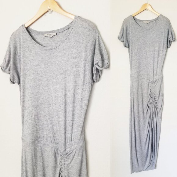 AllSaints Filor Maxi Drawstring Dress Modal Wool Blend Marled Gray Size M $120 - Picture 14 of 16